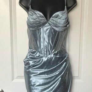 Metallic studded blue gown